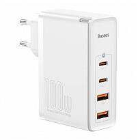 Сетевое зарядное устройство Baseus GaN2 Pro, 2 USB-C+2 USB-A, 100W, QC (Белый)