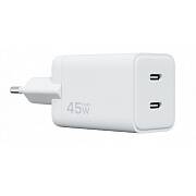 Сетевое зарядное устройство Magssory Nano Pro 45W Gan 2 Ports USB-С + USB-C (Белое)