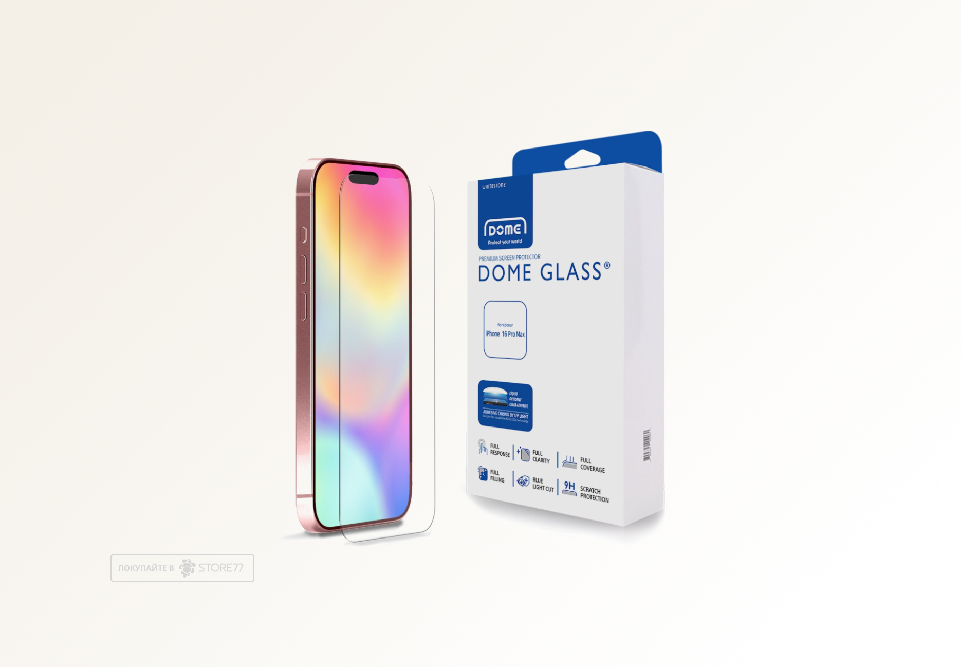 Защитное стекло Whitestone Dome Glass для iPhone 16 Pro Max (Прозрачное)